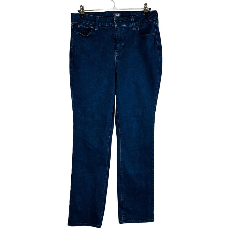 NYDJ Womans Sz 14 Plus Jeans Blue Marilyn Straight Lift Tuck‎ Stretch Denim